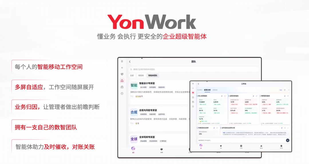 ▲ YonWork：企业超级智能体，智能移动工作空间